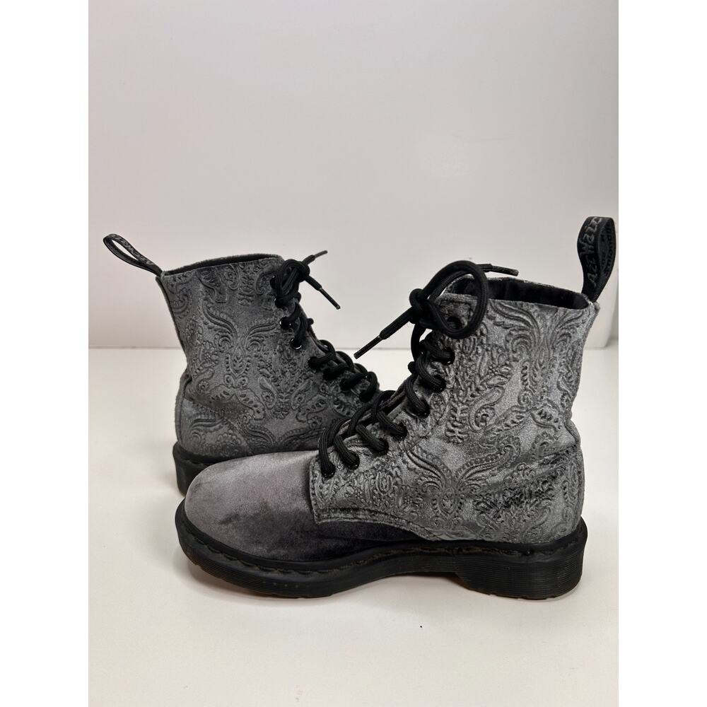 Doc Dr Martens 1460 Brocade Grey Velvet Combat Boots Womens Sz 6 US Sz 4 UK - Picture 7 of 10
